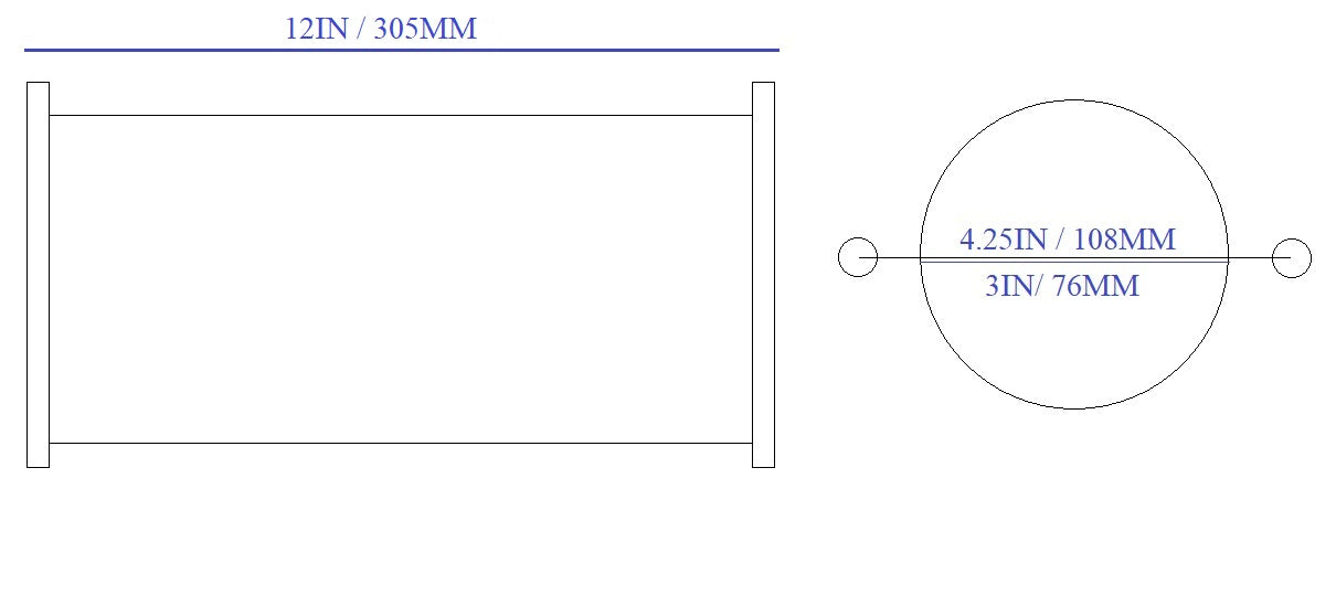 Infiniti G35 Extension Adapter for Nissan 350Z Exhaust pipe 12in 3" Diameter