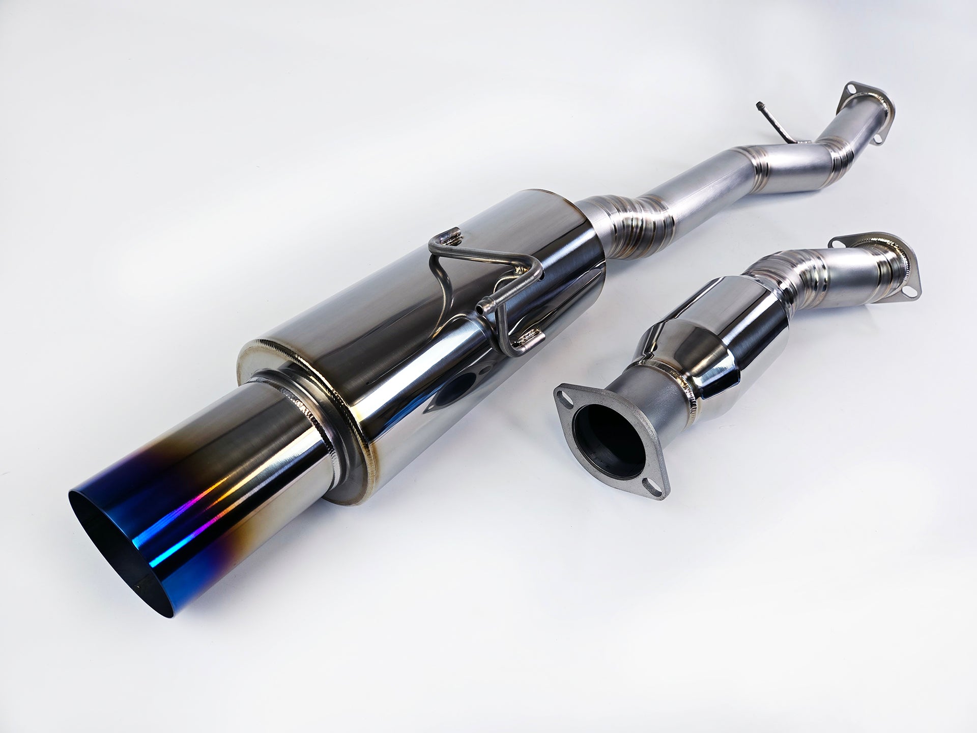 03-09 Nissan 350Z Z33 Titanium Burnt Tip Single Muffler 4" Exit Y-Pipe Back Exhaust System
