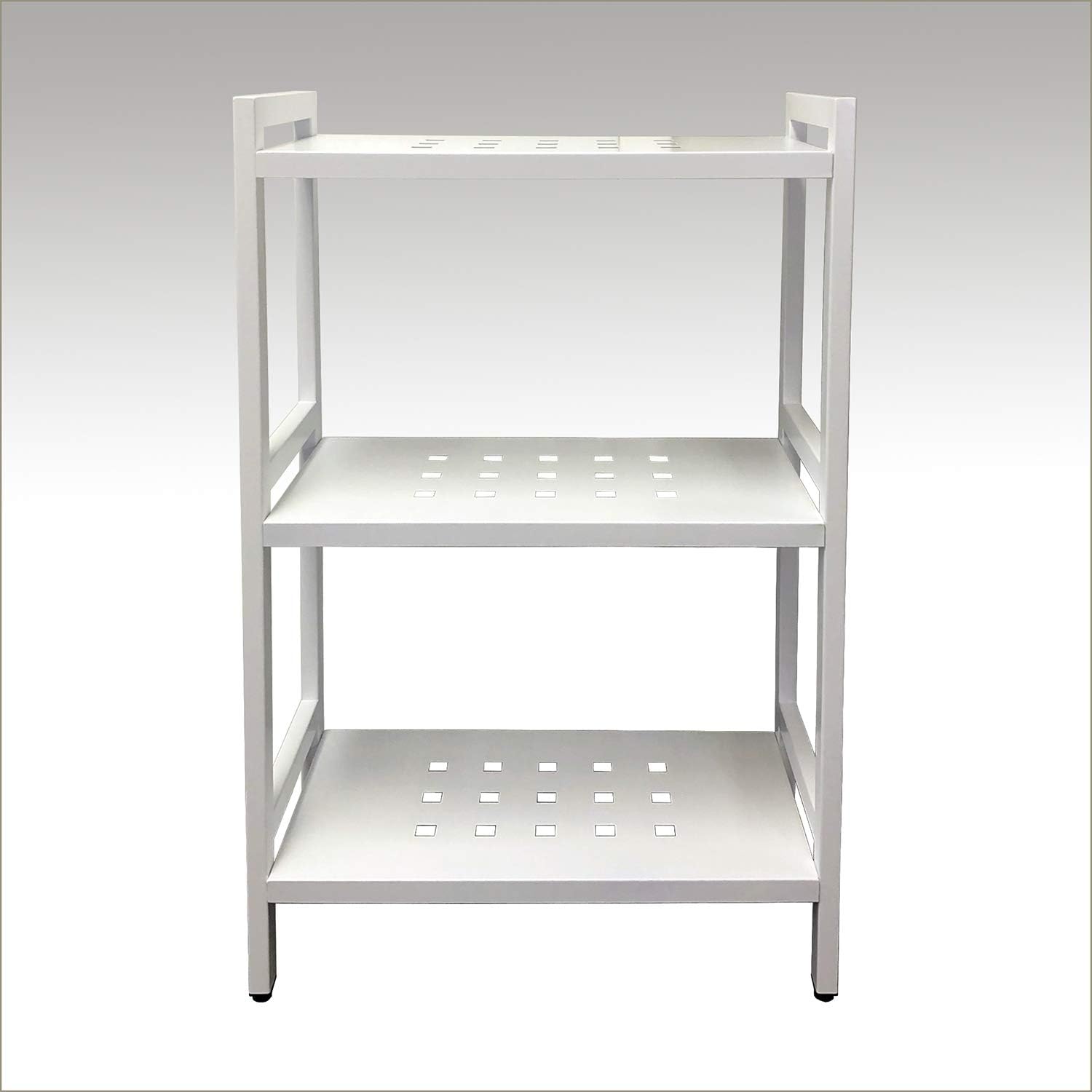 Asta Shelf Rack 3-Tier Free Standing Rectangular Bathroom, Swimming pool, Shower SPA Utility Storage, indoor/outdoor, Powder-Coated Metal Storage Shelf Stand,B301 (Light Grey)
