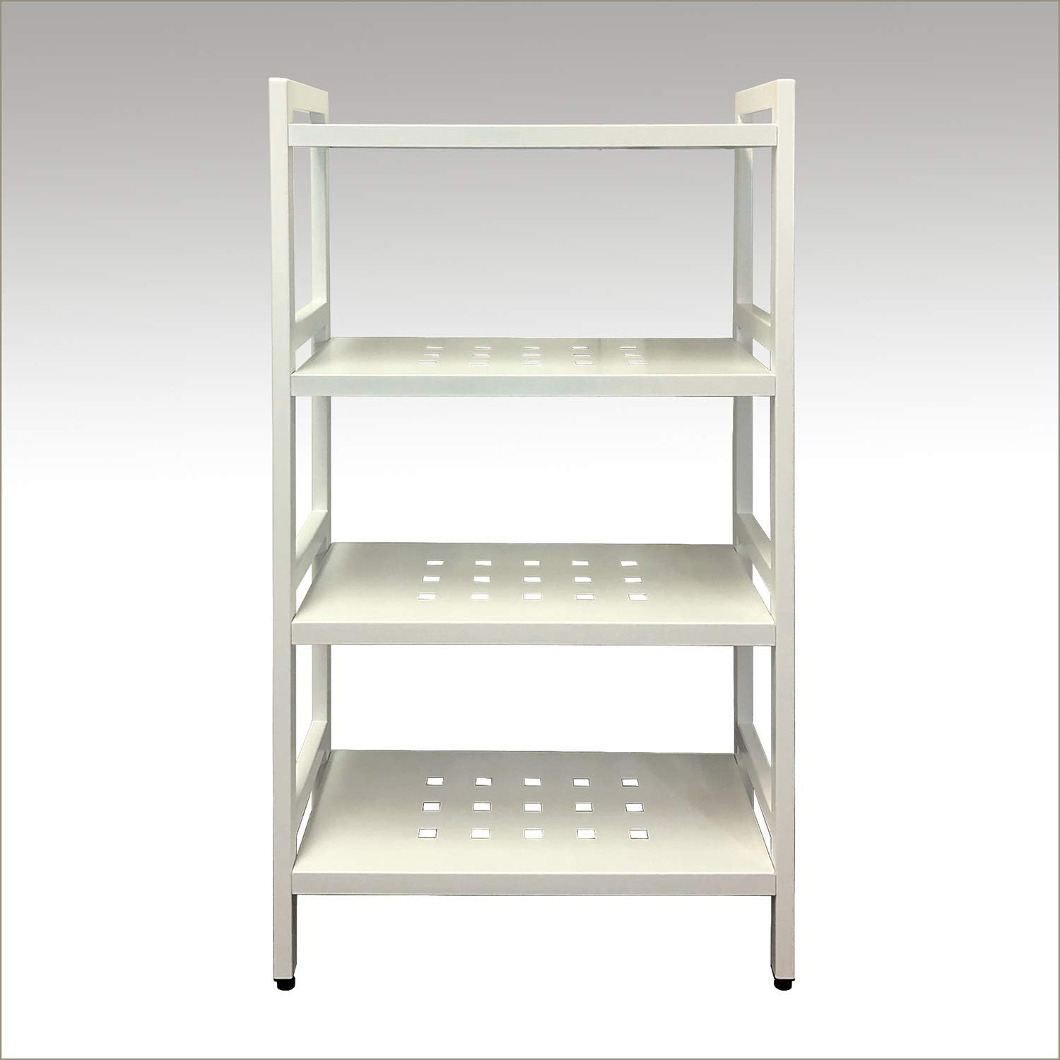 Asta 4-Tier Free Standing Rectangular Bathroom Utility Storage Shelf Rack, Powder-Coated Metal Storage Shelf Stand, B302/BGE (Light Beige)