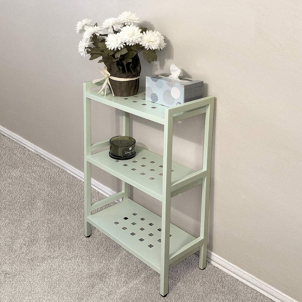Asta 3-Tier Free Standing Rectangular Bathroom Utility Storage Shelf Rack, Powder-Coated Metal Storage Shelf Stand, 22 inch W x 11 inchd x 35 inch H, Light Beige