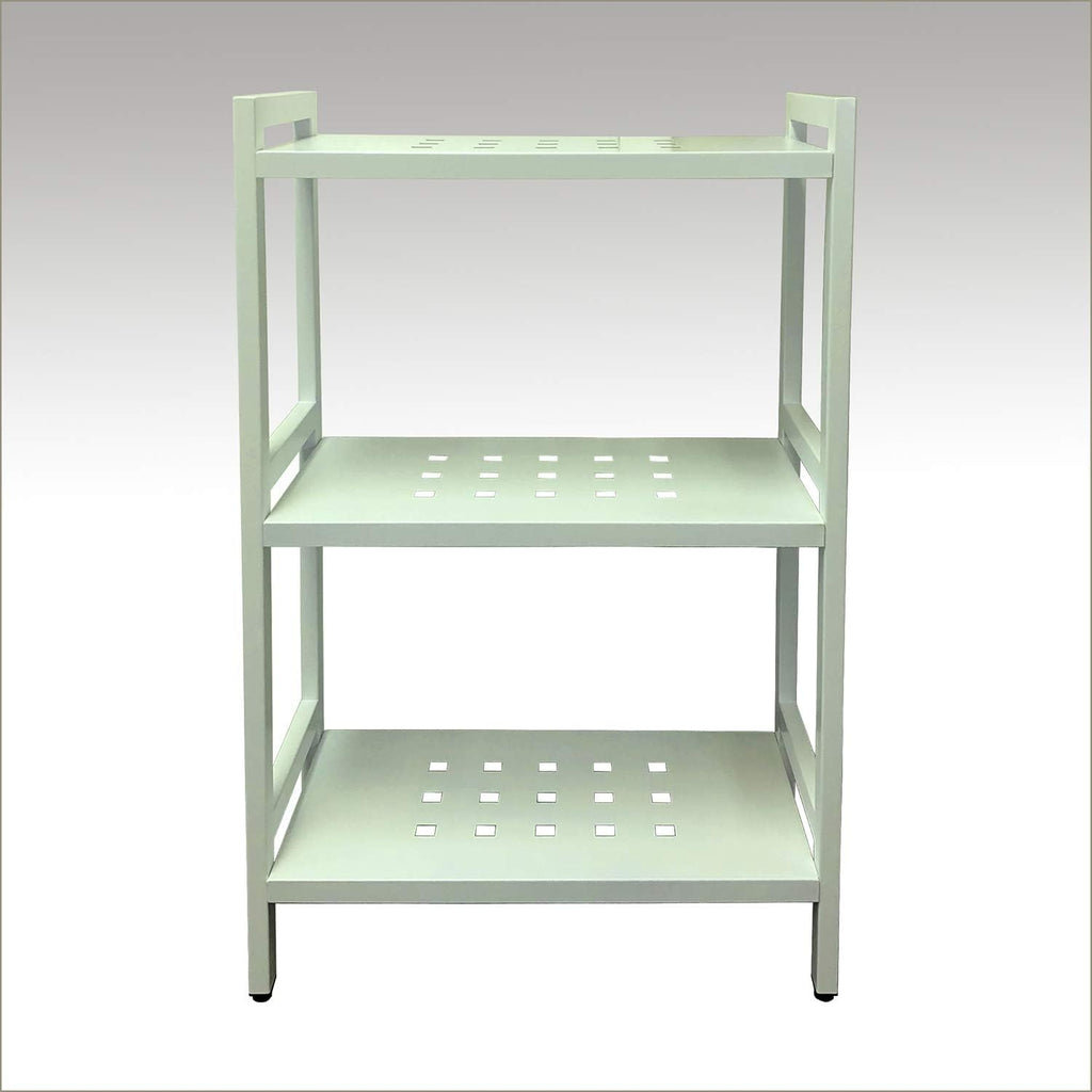 Asta 3-Tier Free Standing Rectangular Bathroom Utility Storage Shelf Rack, Powder-Coated Metal Storage Shelf Stand, 22 inch W x 11 inchd x 35 inch H, Light Beige