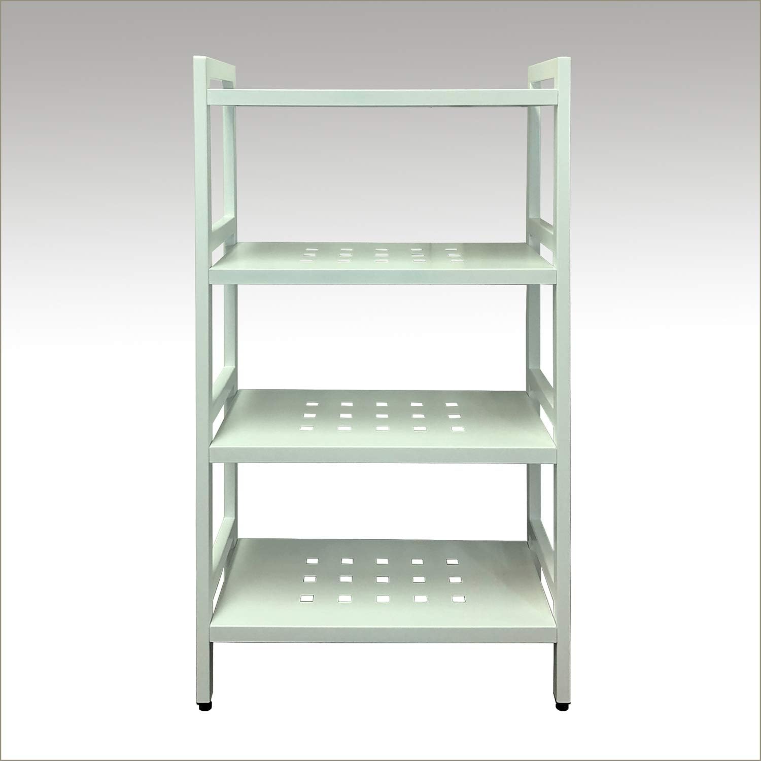 Asta Shelf Rack 4-Tier Free Standing Rectangular Bathroom Swimming Pool, Utility Storage, indoor/ourdoor, Powder-Coated Metal Storage Shelf Stand, Light Sage