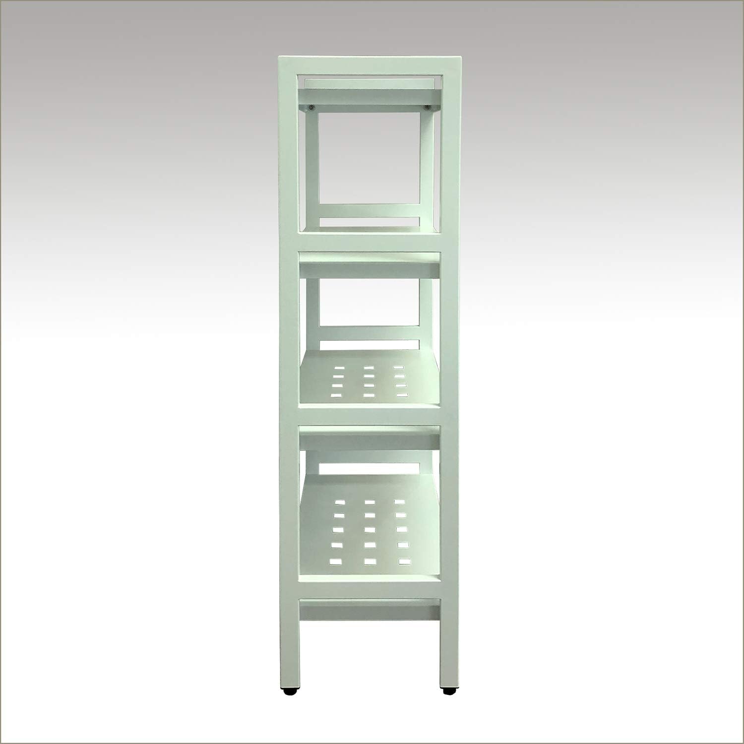 Asta Shelf Rack 4-Tier Free Standing Rectangular Bathroom Swimming Pool, Utility Storage, indoor/ourdoor, Powder-Coated Metal Storage Shelf Stand, Light Sage
