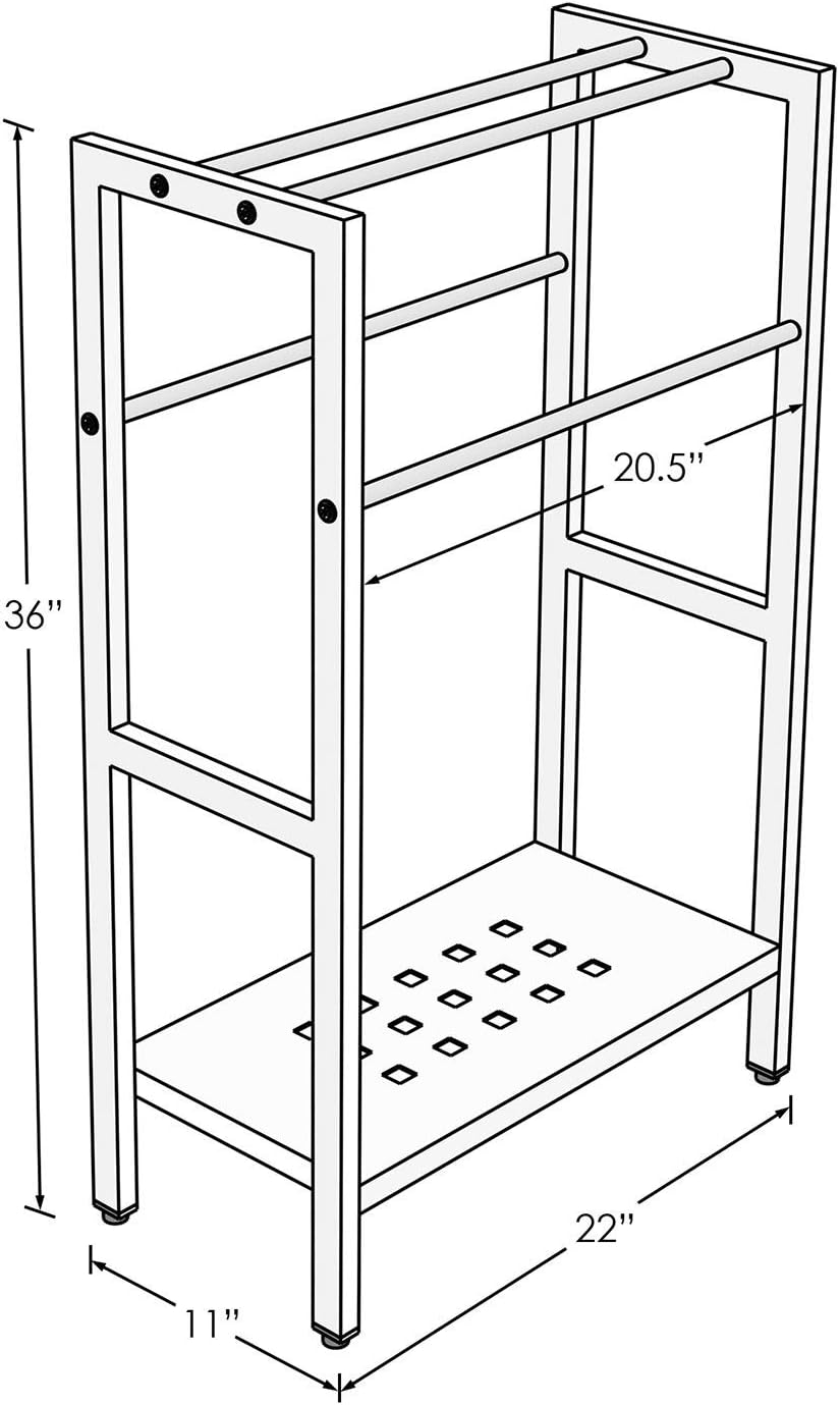 Asta Freestanding 4-Bar Towel Rack with Stainless Steel Towel Bars and Storage Shelf. Powder-Coated Metal Organizer with Adjustable TPR Levelers for Bath, Towels and Much More. (Light Beige)