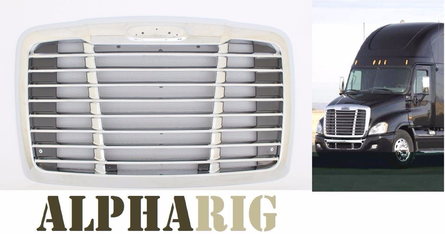 Fits 2008 - 2017 Freightliner Cascadia Front Grille Chrome w/ bug screen OE