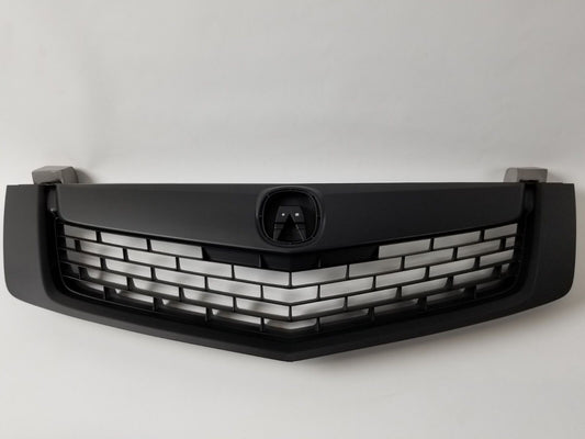 Fits Brand New TSX 09- 10 Front Grill Grille All Black w/ Black Molding 3in one 