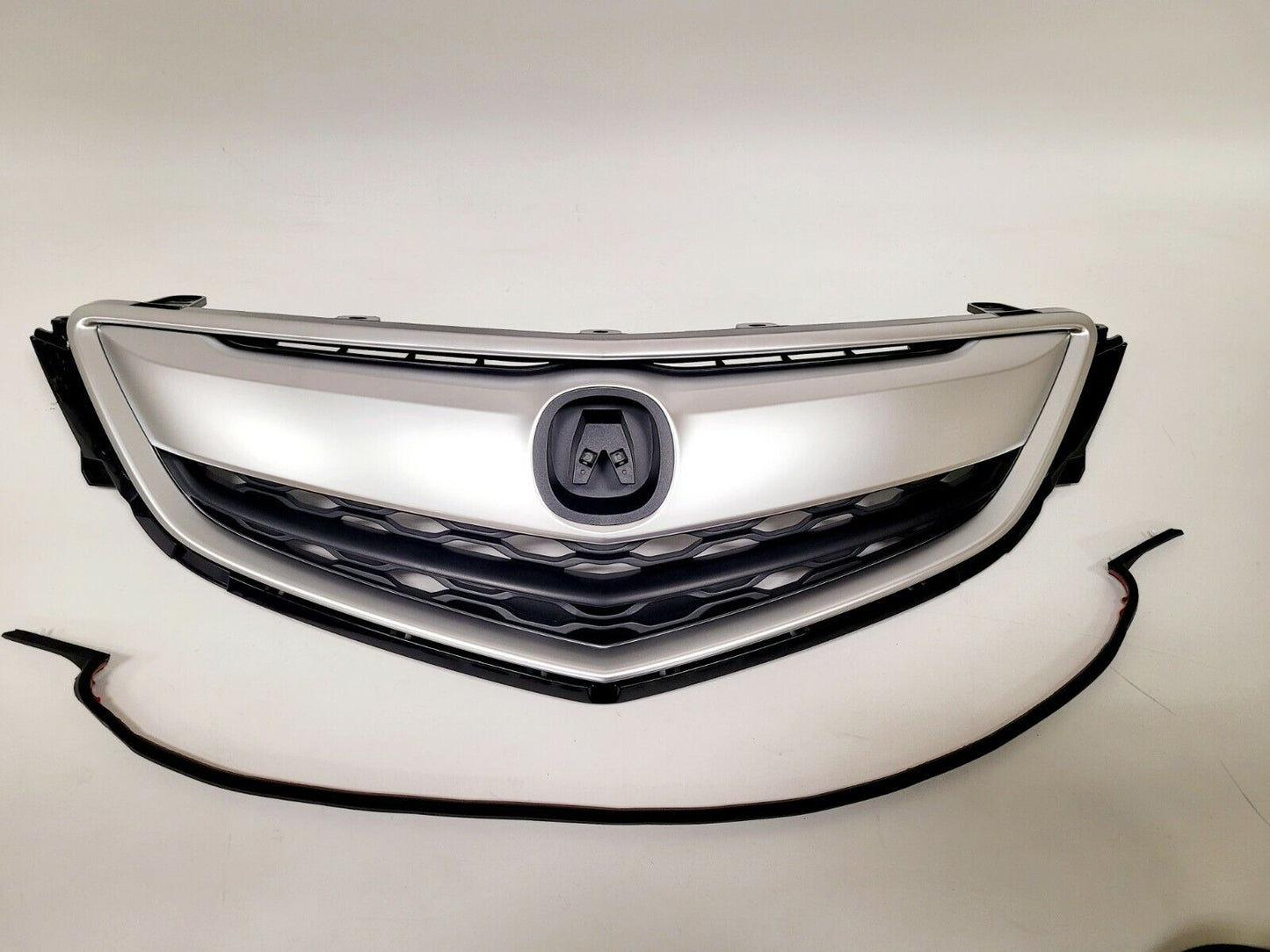 Acura TLX 15 16 17 Front Grille All Satin Silver w/ Molding + Rubber Molding