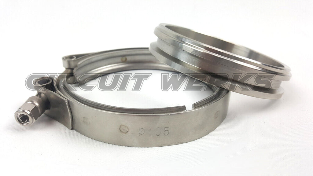 Borg Warner 3.5" Clamp & Stainless Steel V-Band Flange Kit Turbine Housing 105mm