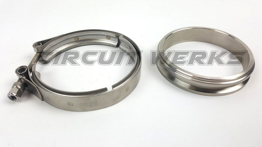 Borg Warner 3.5" Clamp & Stainless Steel V-Band Flange Kit Turbine Housing 105mm