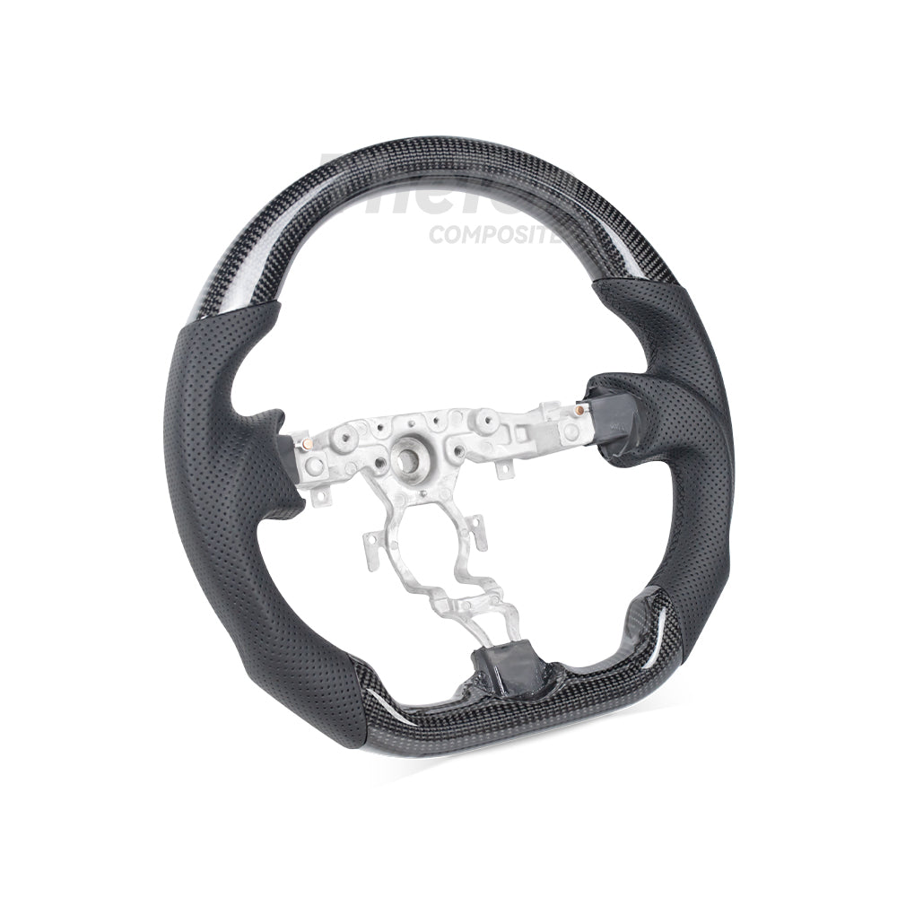 D-CARBON NISSAN 370Z GLOSSY CARBON FIBER BLACK NAPPA LEATHER STEERING WHEEL