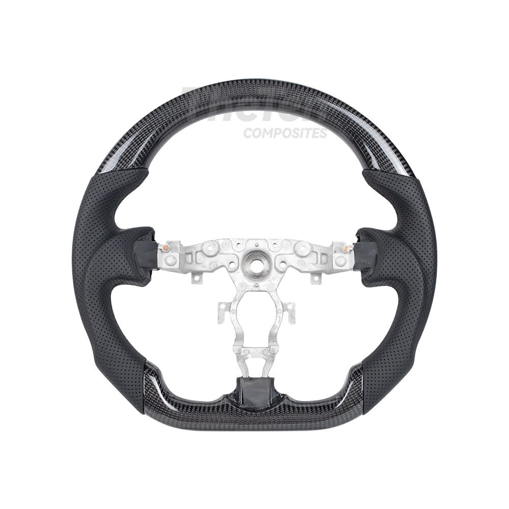 D-CARBON NISSAN 370Z GLOSSY CARBON FIBER BLACK NAPPA LEATHER STEERING WHEEL