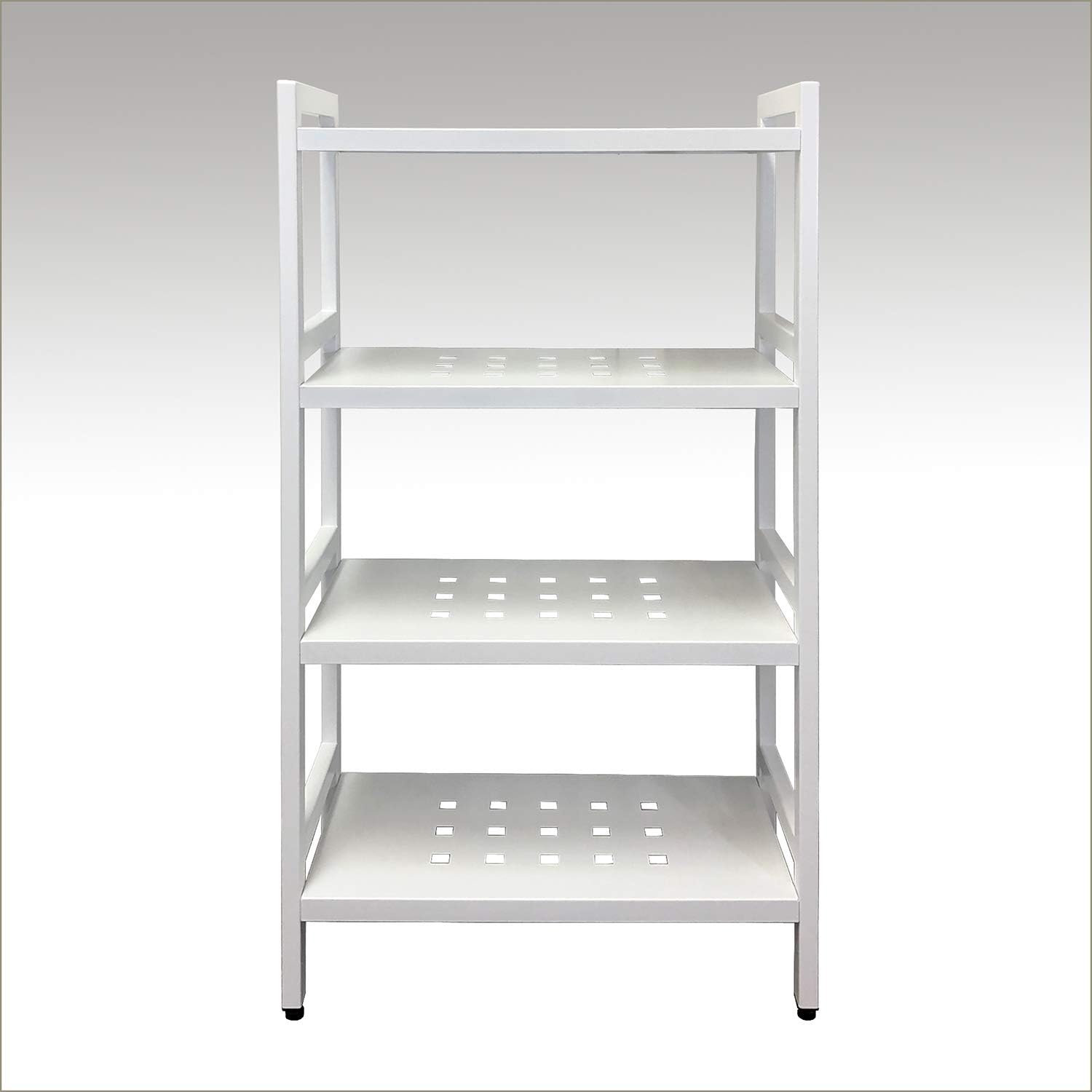 Asta 4-Tier Free Standing Rectangular Bathroom Utility Storage Shelf Rack, Powder-Coated Metal Storage Shelf Stand, Light Grey, 22W x 11D x 40H