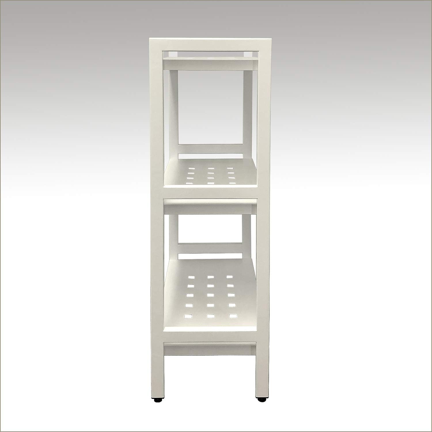 Asta 3-Tier Free Standing Rectangular Bathroom Utility Storage Shelf Rack, Powder-Coated Metal Storage Shelf Stand, 22 inch W x 11 inchd x 35 inch H, Light Beige