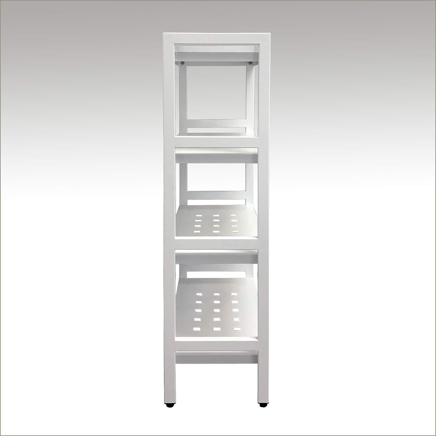 Asta 4-Tier Free Standing Rectangular Bathroom Utility Storage Shelf Rack, Powder-Coated Metal Storage Shelf Stand, Light Grey, 22W x 11D x 40H