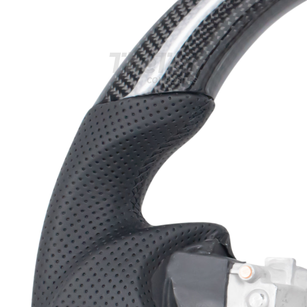 D-CARBON NISSAN 370Z GLOSSY CARBON FIBER BLACK NAPPA LEATHER STEERING WHEEL