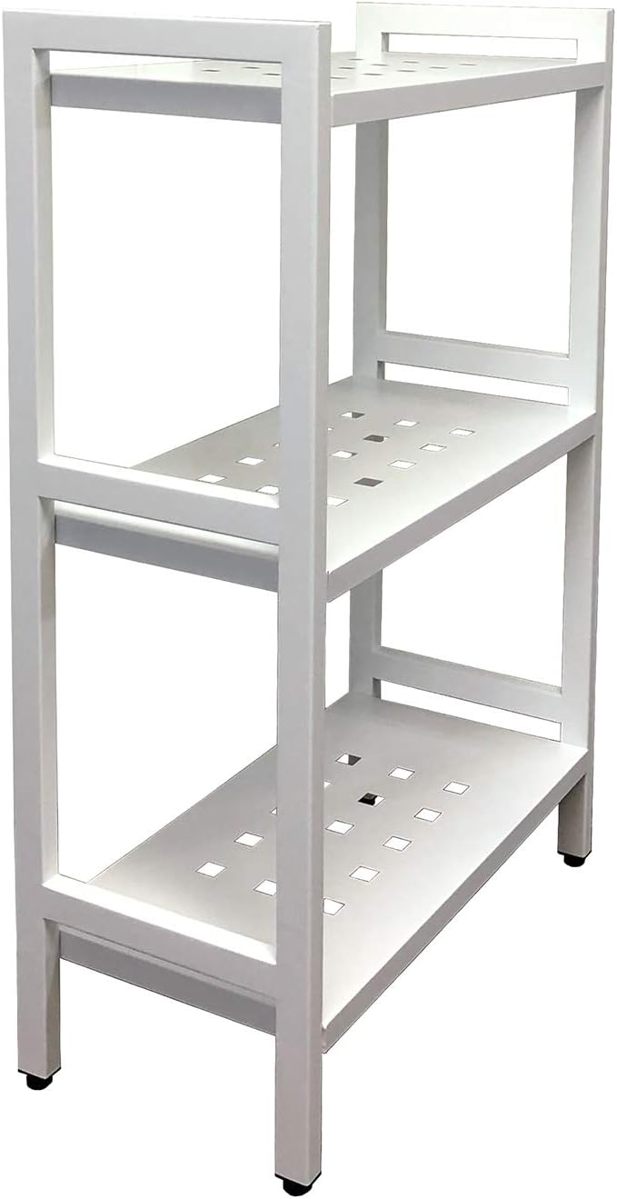 Asta Shelf Rack 3-Tier Free Standing Rectangular Bathroom, Swimming pool, Shower SPA Utility Storage, indoor/outdoor, Powder-Coated Metal Storage Shelf Stand,B301 (Light Grey)