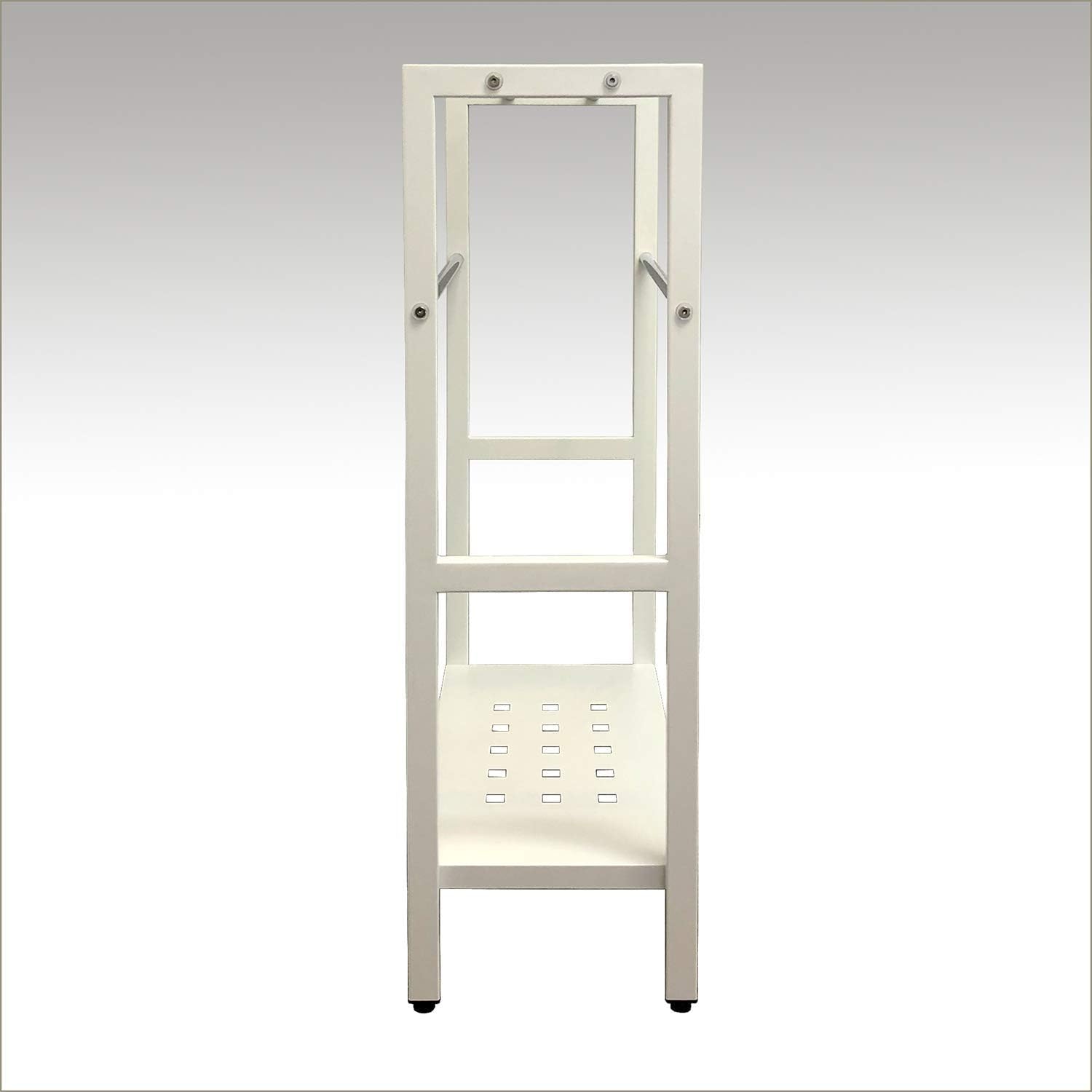 Asta Freestanding 4-Bar Towel Rack with Stainless Steel Towel Bars and Storage Shelf. Powder-Coated Metal Organizer with Adjustable TPR Levelers for Bath, Towels and Much More. (Light Beige)