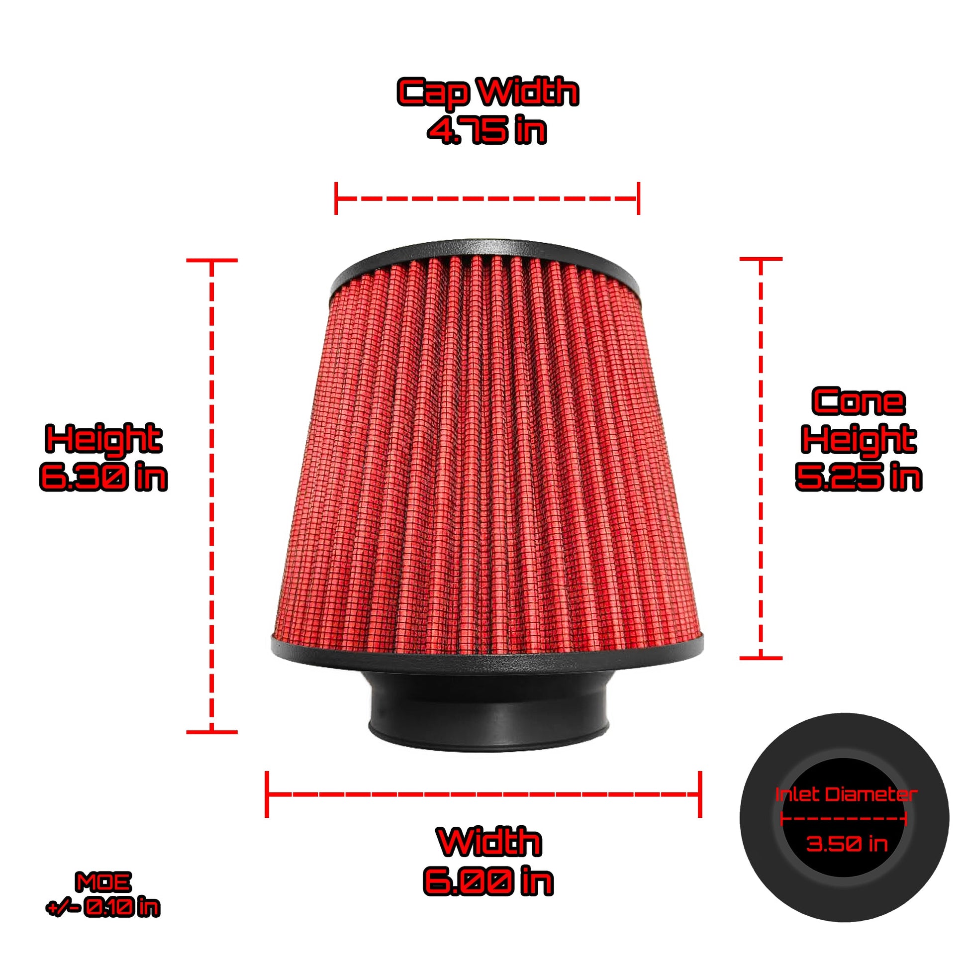 Ultra Performance Dry Air Filter 6.30" L x 6.00" W Fits 3.50" Inlet