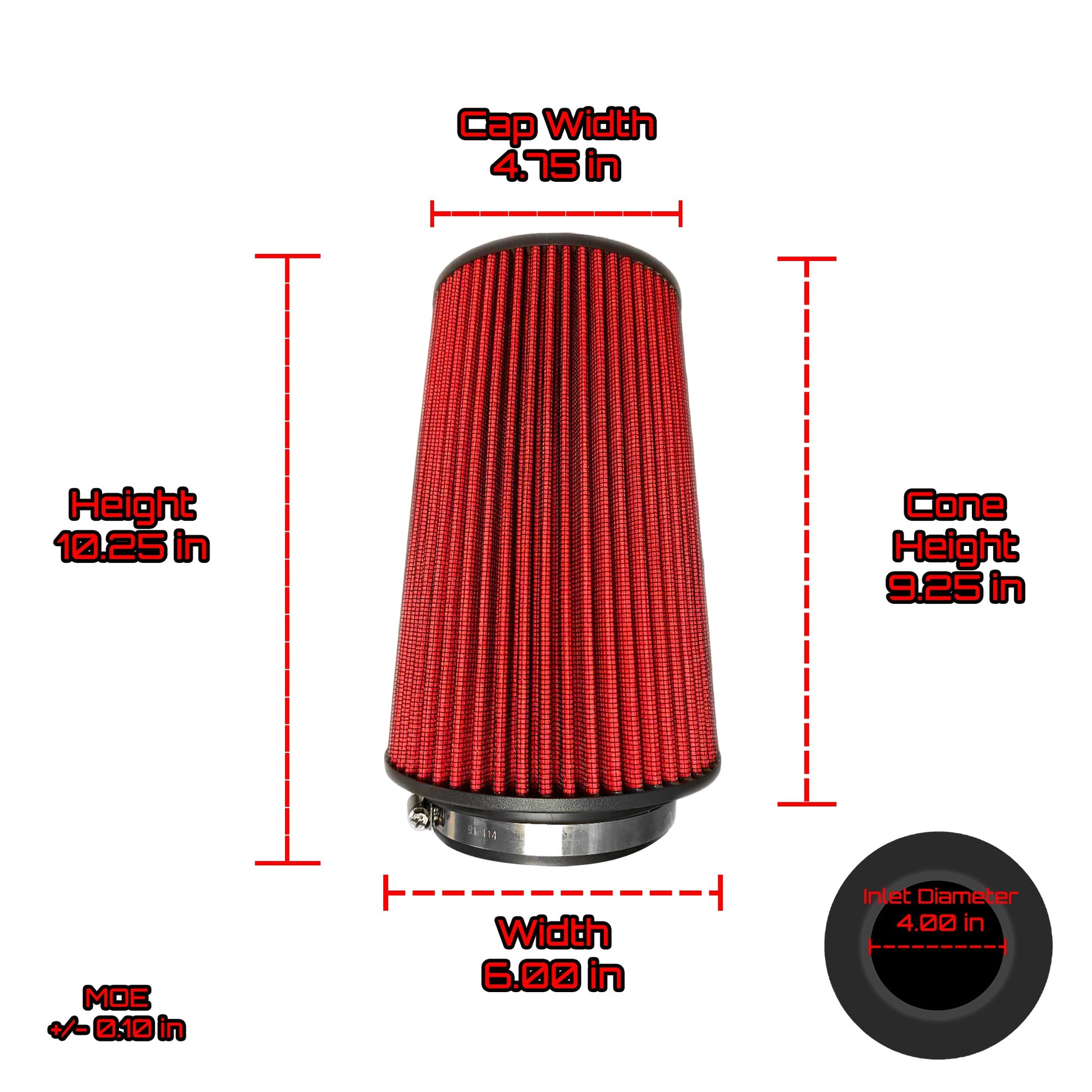 Ultra Performance Dry Air Filter 10.25" H x 6.00" W Fits 4.00" Inlet