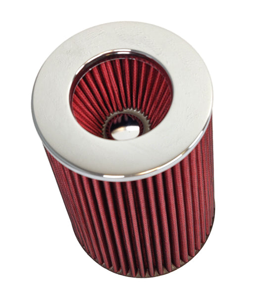 Universal 3.0" 3.5" 4.0" Inlet Performance Dry Air Filter 9.85" H x 6.00" W - Polished Cap