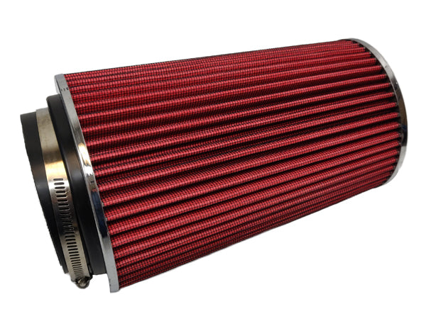 Universal 3.0" 3.5" 4.0" Inlet Performance Dry Air Filter 9.85" H x 6.00" W - Polished Cap