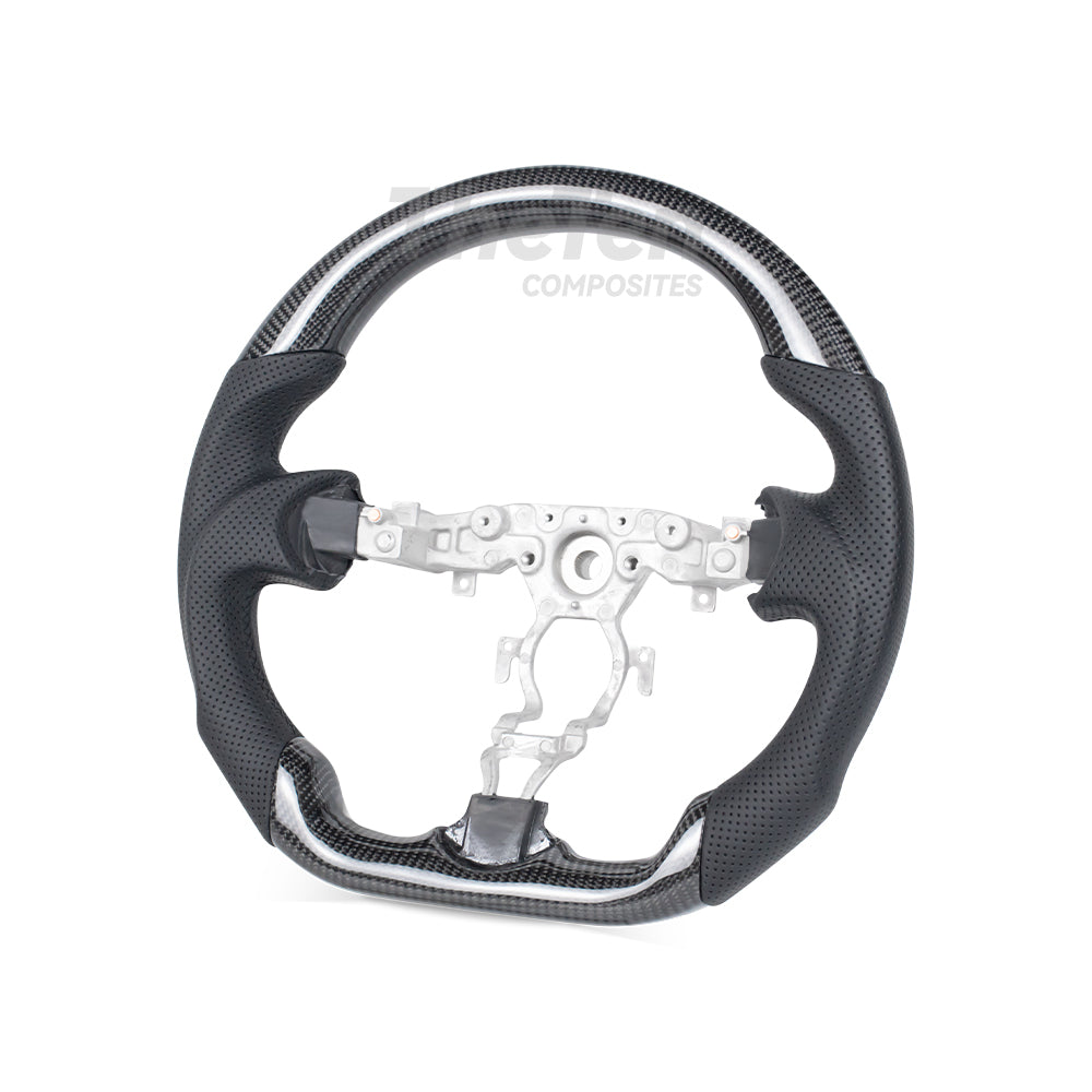 D-CARBON NISSAN 370Z GLOSSY CARBON FIBER BLACK NAPPA LEATHER STEERING WHEEL