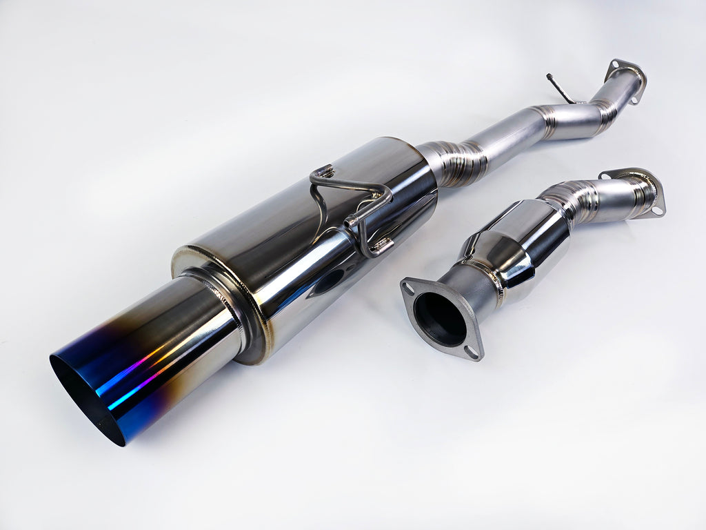 03-09 Nissan 350Z Z33 Titanium Burnt Tip Single Muffler 4" Exit Y-Pipe Back Exhaust System
