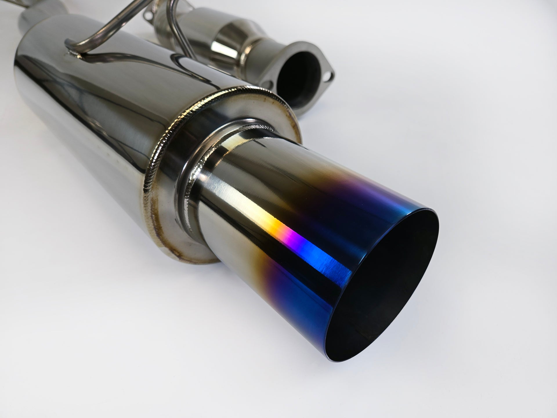 03-09 Nissan 350Z Z33 Titanium Burnt Tip Single Muffler 4" Exit Y-Pipe Back Exhaust System